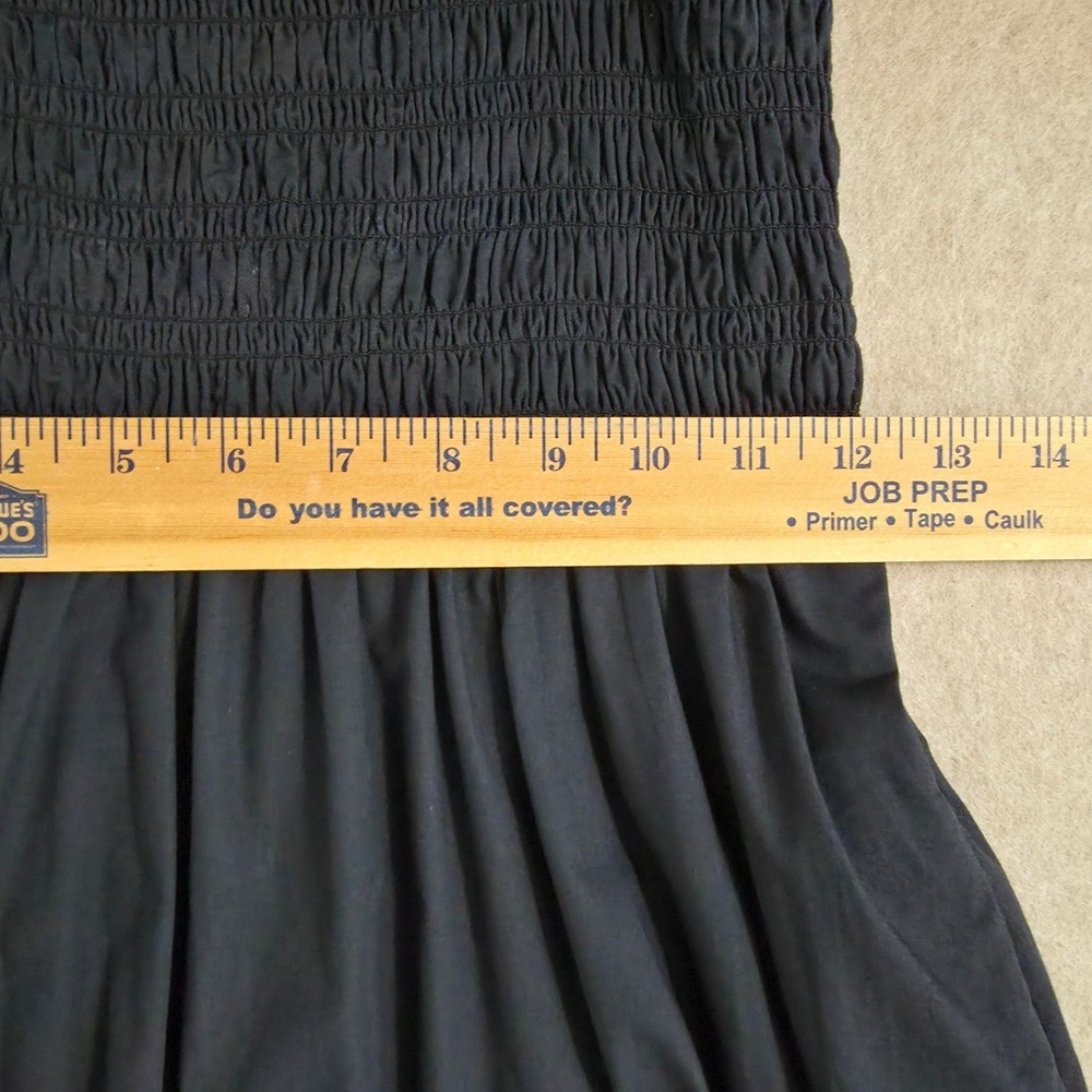Abercrombie & Fitch Tiered Smocked Maxi Dress Sz M Petite Black Dark Cottage - Picture 7 of 13
